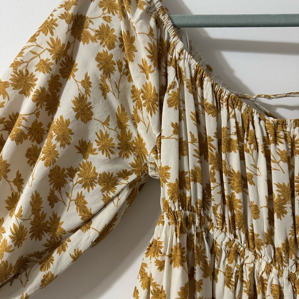 Magnolia Boutique Floral Mini Dress in Mustard and Cream - Picture 4 of 4